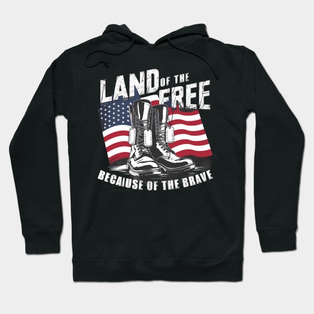 Patriotic Valor: Boots of the Brave Hoodie by WEARWORLD